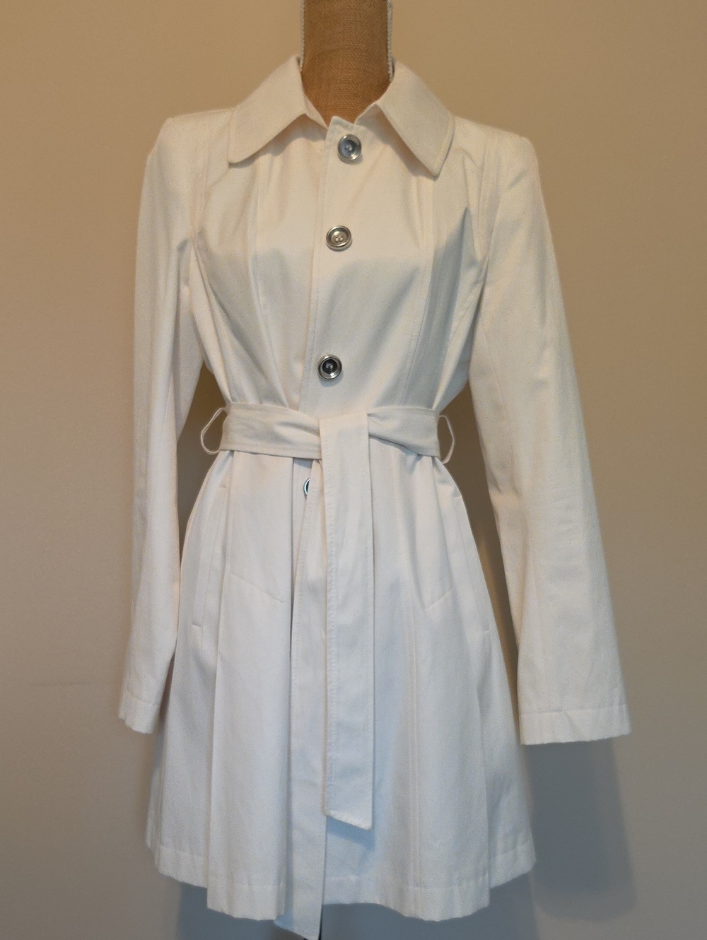 Via Spiga Cream Belted Trench Coat